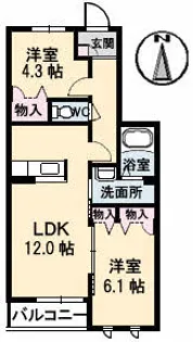リブメゾン南方【2階】の間取り
