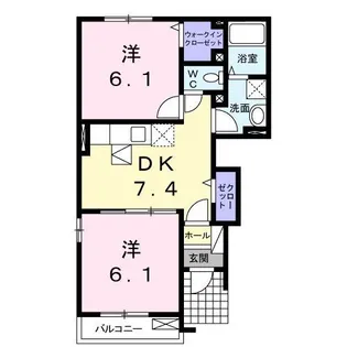 カントリー・ローズB【1階】の間取り