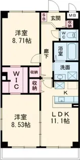 アムール二の宮【1階】の間取り