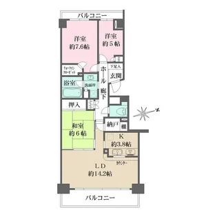 新百合ヶ丘パークハウス3番街【3階】の間取り