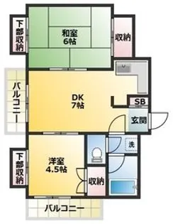 サンフィールドハイツ【4階】の間取り