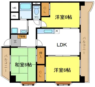 ラフォーレ平野【2階】の間取り