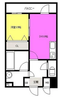 マンションはりげん鳳【6階】の間取り