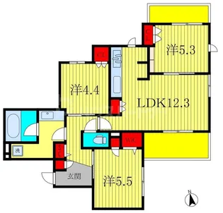 プランドール南流山【3階】の間取り