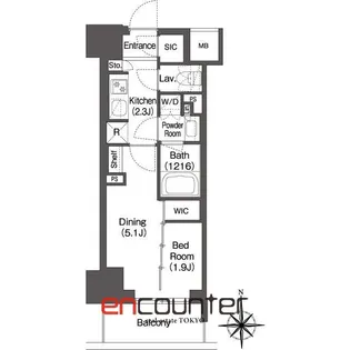 コンフォリア東新宿【7階】の間取り