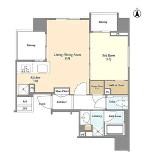 ミリアレジデンス中野坂上【2階】の間取り