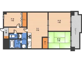 朝日プラザ北田辺【6階】の間取り