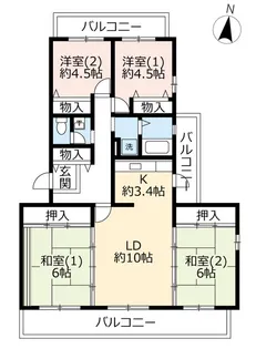 UR東山台ハイツ【4階】の間取り