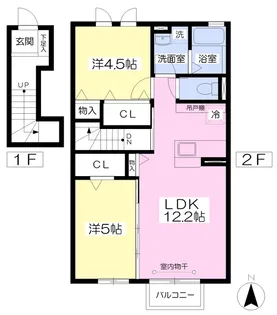 パークフラッツ上野山【2階】の間取り