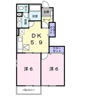 ヴィラ チェリーブロッサムB【1階】の間取り