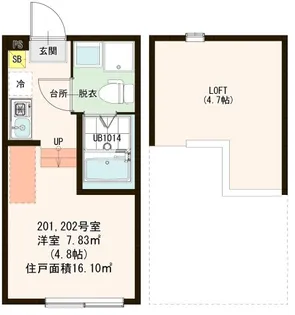 ハーモニー竹ノ塚ザ・レジデンス【2階】の間取り