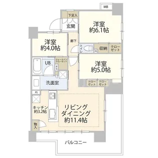 イニシア金町【3階】の間取り