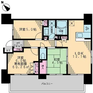 スカイグランデ船橋宮本【4階】の間取り