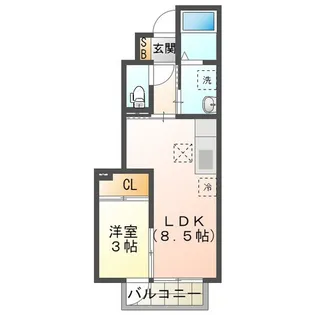 メゾンベール弓削【1階】の間取り