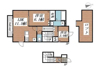 ベルリード吉岡上町A【2階】の間取り