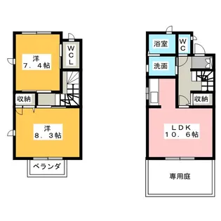 フォンテーヌブロー B棟【1階】の間取り