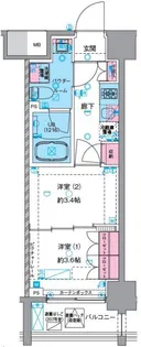 GENOVIA浅草VIskygarden【7階】の間取り