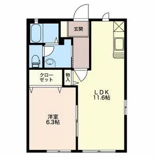 新潟県長岡市下山1【アパート】の間取り
