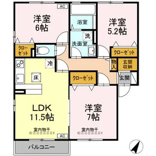 ルーチェソラーレ B【1階】の間取り