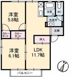 グレースフジ B棟【2階】の間取り