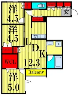 メゾンクレール谷在家【1階】の間取り