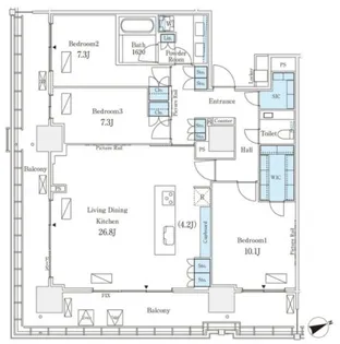 ロイヤルパークス品川【28階】の間取り