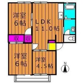 陵南ハイツ【2階】の間取り