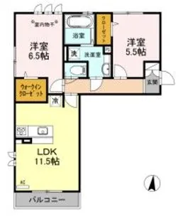 ロイジェントパークスレイクタウンIIIE【2階】の間取り