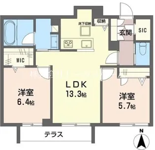 ラグジュリアス【1階】の間取り