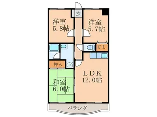 ジョイフル桧垣【4階】の間取り
