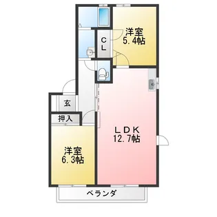リヴェールK&S【2階】の間取り