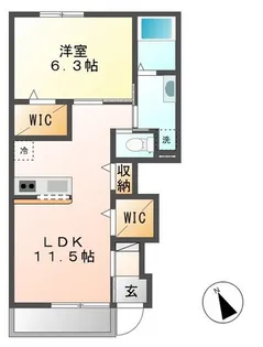 ラメール ヴィラ【1階】の間取り