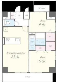 ヴィラドゥスール【6階】の間取り