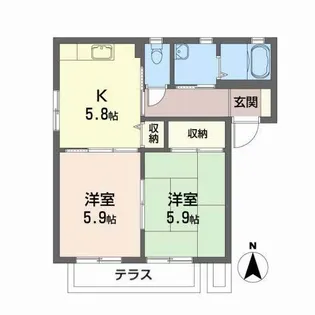 アモール八島田B【1階】の間取り