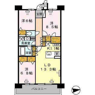 ロイヤルパークス西新井【10階】の間取り