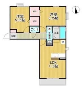 ポルト ボヌール代宿【2階】の間取り