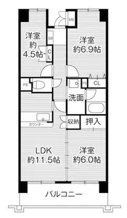 ビレッジハウス京ヶ峰タワー1号棟【7階】の間取り