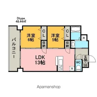 No.88 MARINAGATE SUNS【5階】の間取り