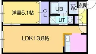 ネコオール野幌【4階】の間取り