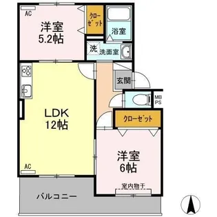 コアロード戸崎【1階】の間取り