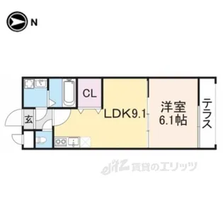 フジパレス駒林【1階】の間取り