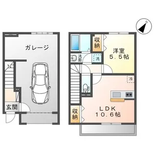 ガレージハウス・ヒューゴ【1階】の間取り