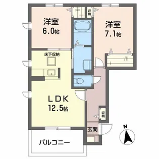 ラ・アンジュ戸坂【1階】の間取り