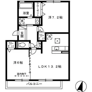 ジュ シ サン ハウス鍋島【1階】の間取り