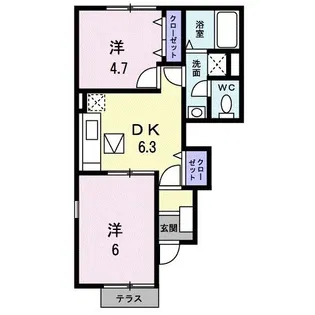 カーサセレーノA【1階】の間取り