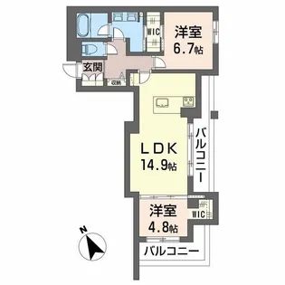 2LDKの間取り画像