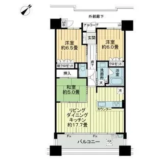 サーパス中央町弐番館【6階】の間取り
