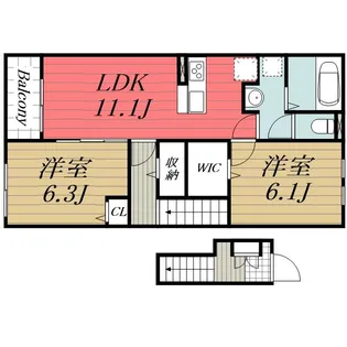 千葉県富里市七栄【アパート】の間取り
