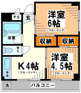 京西マンションビル 当社管理物件【5階】の間取り