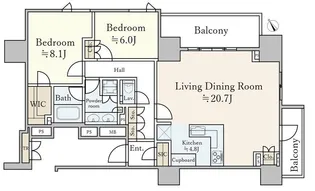 東京都港区虎ノ門3【マンション】の間取り